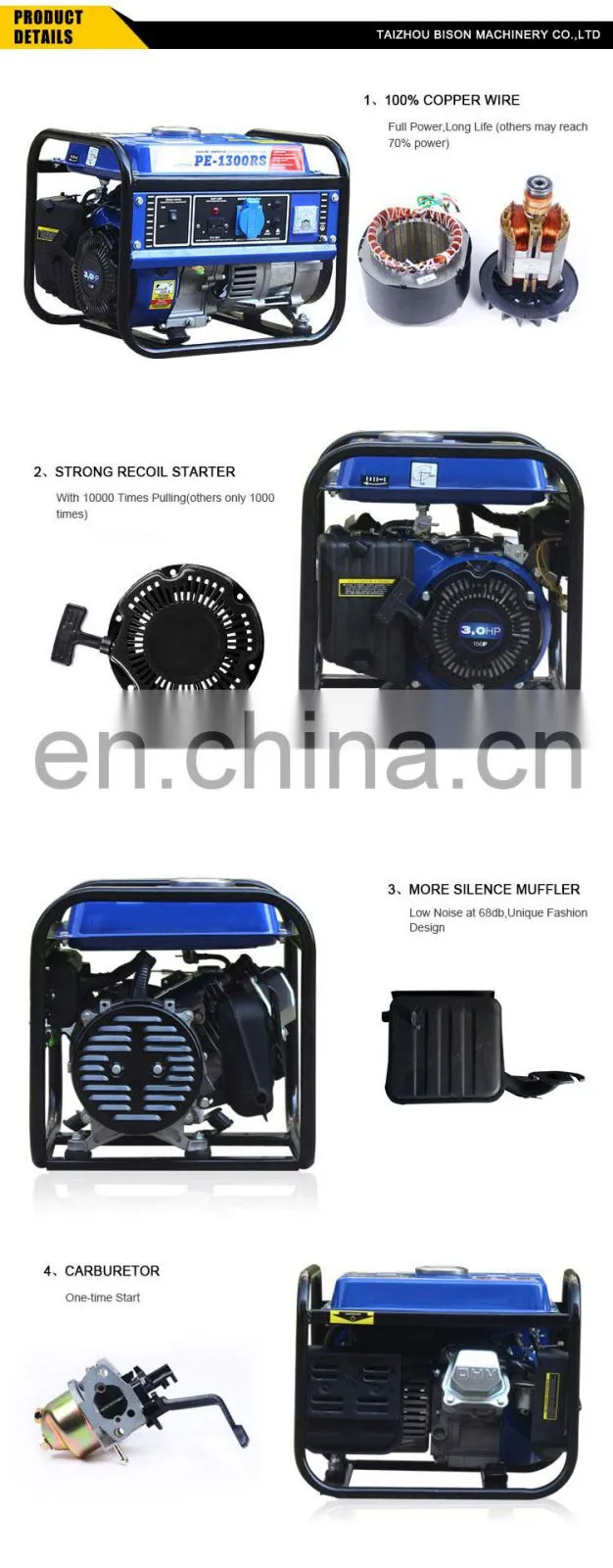 BISON(CHINA) Generador Electrico 1000W Generator Silent 1Kw Price