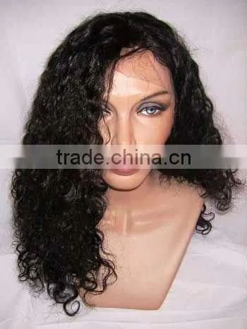 20" natural color Brazilian Virgin Hair Curly Silk Top Full Lace Wig