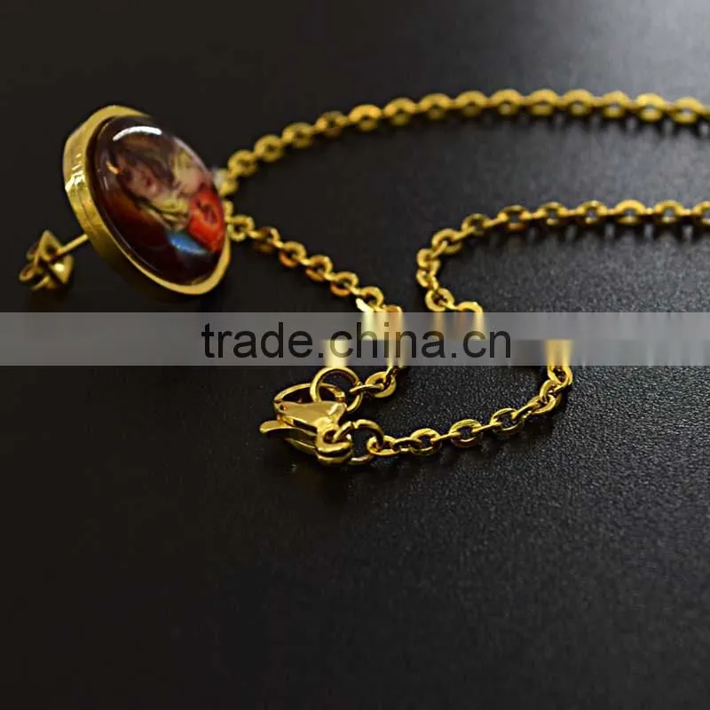 316l stainless steel jewelry pendant necklace Blessed Virgin Mary gold jewelry 18k
