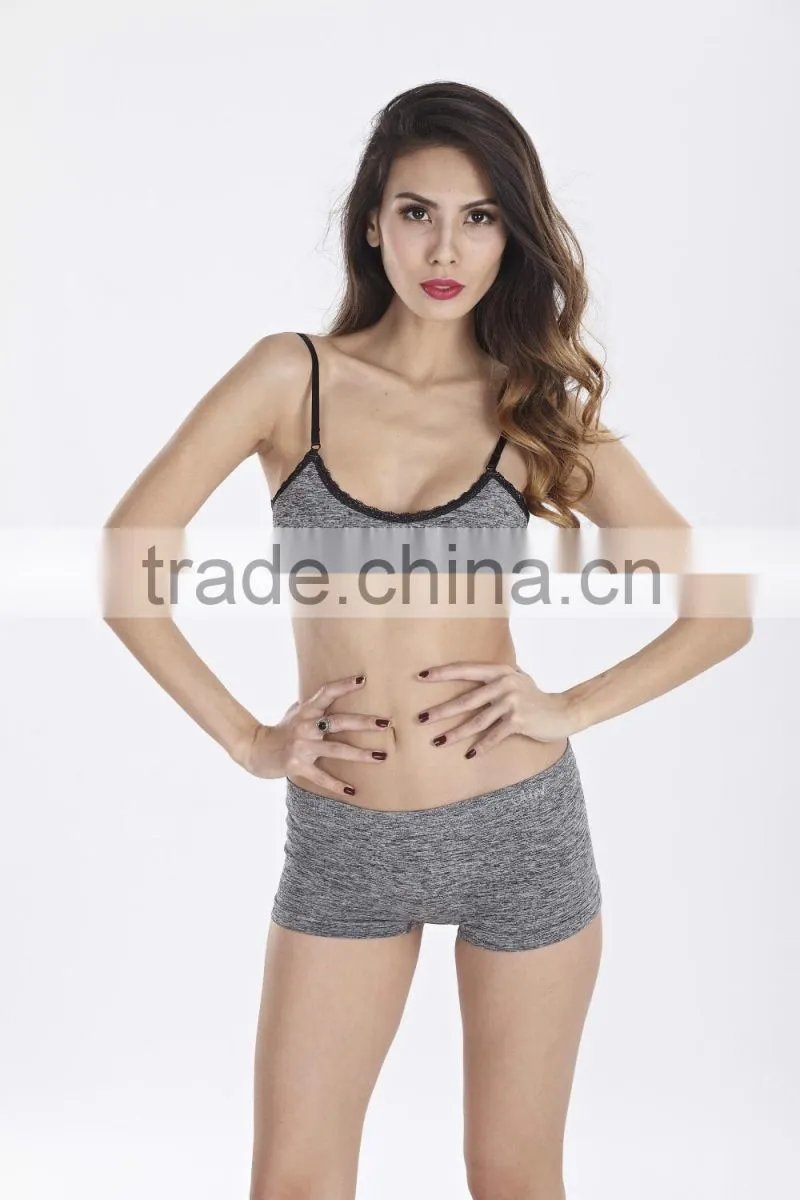Hottest Ladies Seamless Melange Bra Top with lace And Boyshort