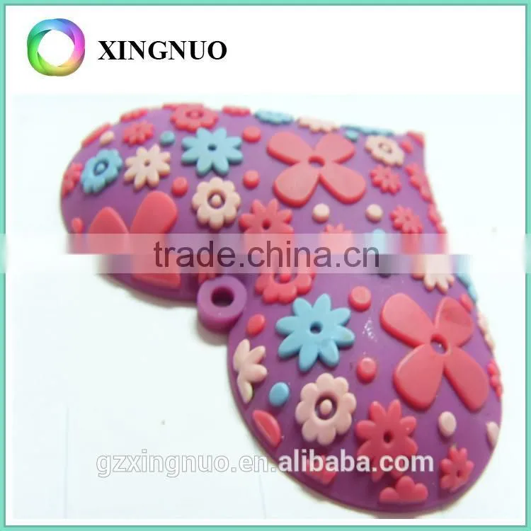 High qualiy 3d heart shape hard pvc rubber key chain