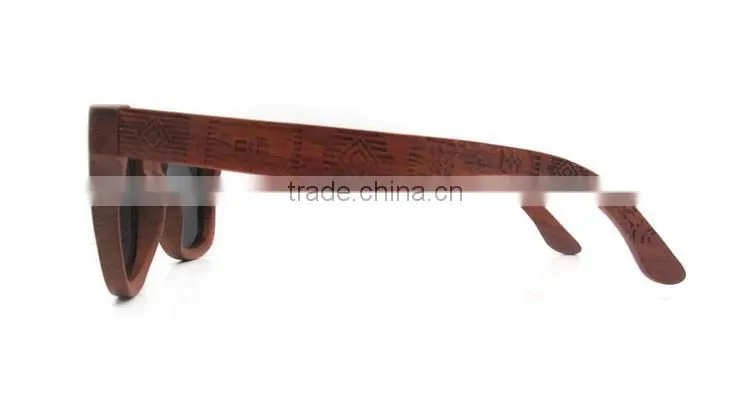 High end elegant engraving wood sun glasses