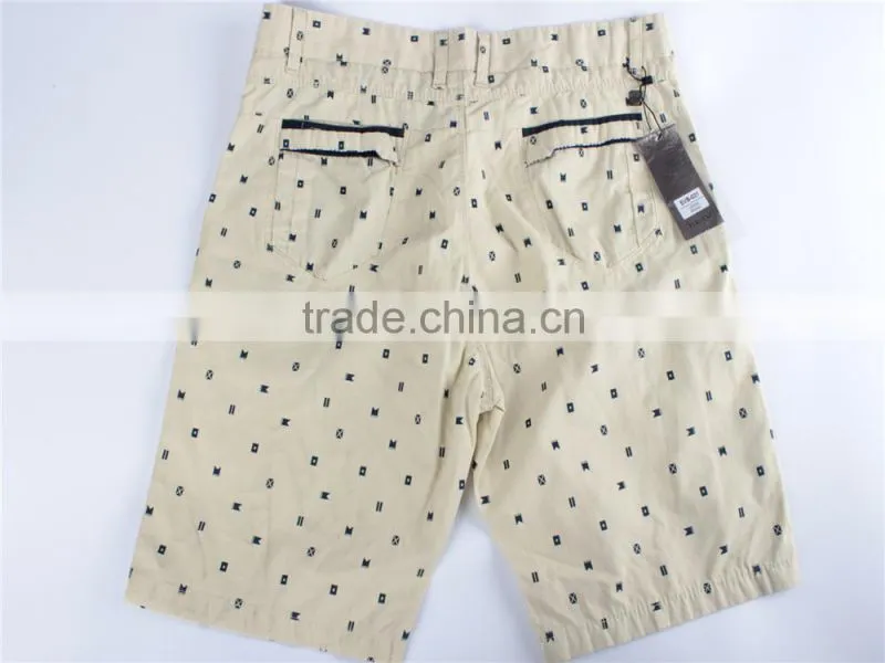 Mens cheap 100%cotton garment stocklot in China printed shorts