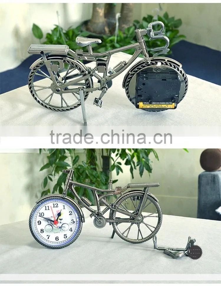 (hot) 2016 wholesale bedroom decoration bicycle desk clock, custom digital clock, time table alarm clock,
