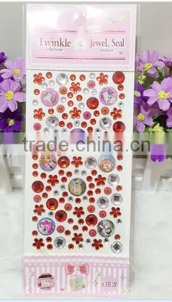 Wholesales Cute Acrylic Crystal Decoration Rhinestone Sticker