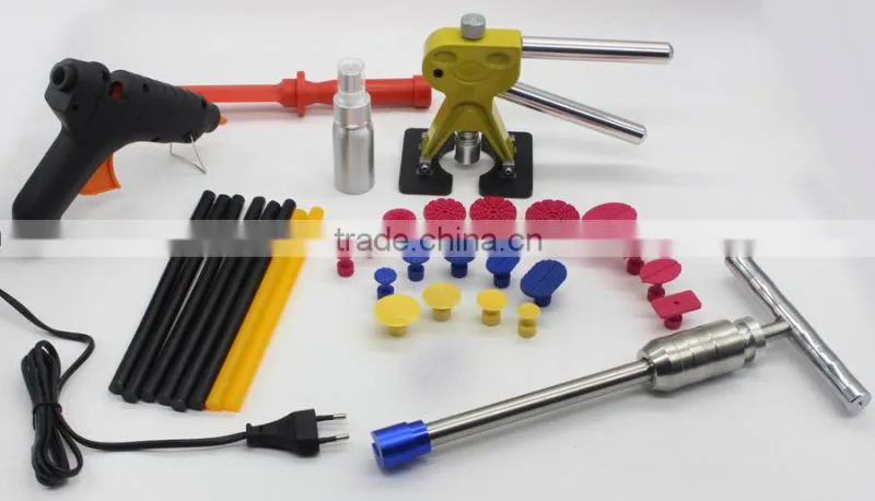 Dent lifter kit with Mini lifter and slide hammer and glue gun