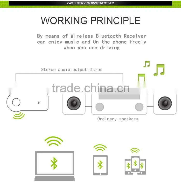 Cheap 3.5mm Bluetooth Audio Receiver Car Bluetooth Music Receiver with Stereo Output