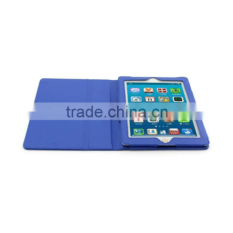 Blue New Leather Case With Stand for iPad 2&the new iPad