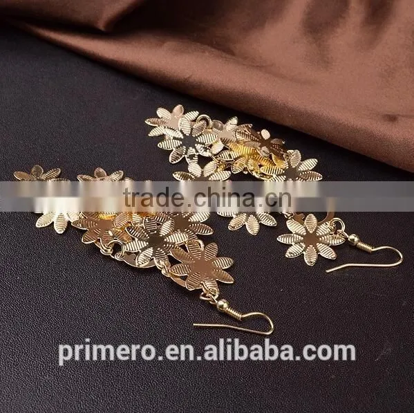 New Multilayer Snowflake Vintage Flower Earrings Dubai Gold Jewelry