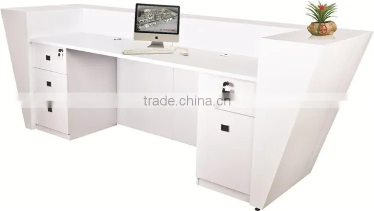 Elegant diamond shape white modern reception desk