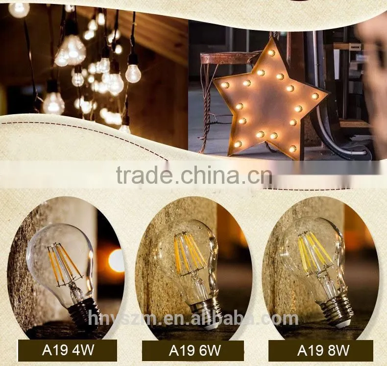 LED A60 E27 6W 3000K Globe LED Filament Bulb