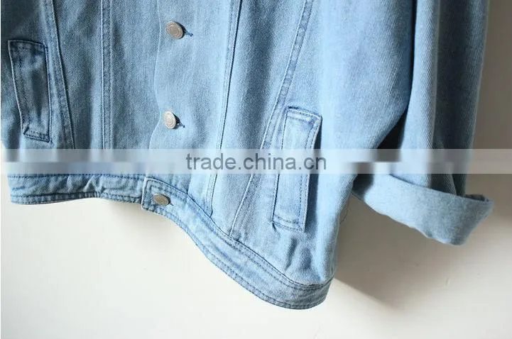 2014 new European and American women's long sleeve varsity jacket denim shirt women denim coat,hot!