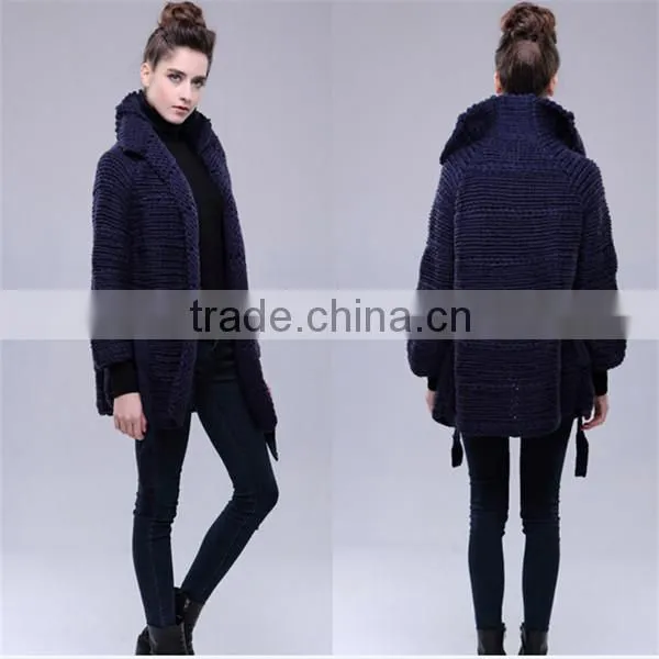 Turndown collar fashion wool handmade sweater design for girl