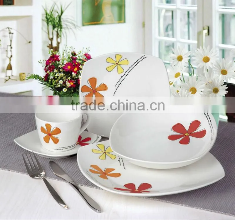 20pcs square decal porcelain dinner set, hotsale dinner set
