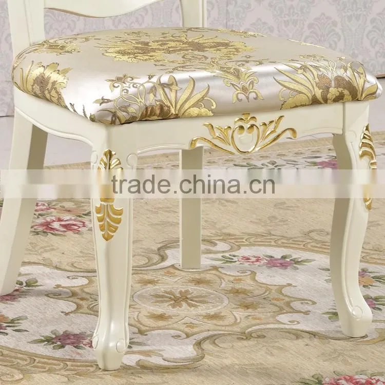 Hotel general use gold gilt armless chair solid rubber wood gold leaf chair