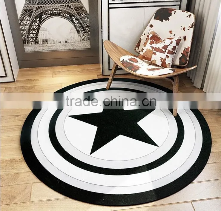Round Captain America Shield Rug Loop pile Carpet Durable Eco-Friendly cDoor Floor Bath Mat Customize Size and Pattern