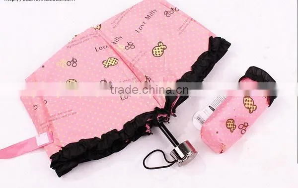 Hot sale popular three fold lipstick bottle umbrella