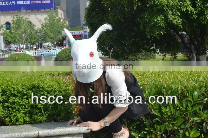 Adult Full Head Rubber Animal Mask Bunny Rabbit White