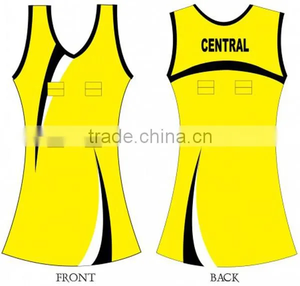 Yellow color beautiful netball dress professional manufacturer