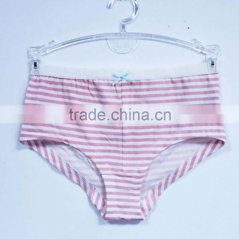 China children's underwear factory 100% cotton stripe girls thong underwear