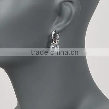JINSE Black and Colorless CZ Hoop Earrings With Removable Snake Drops in Sterling Silver