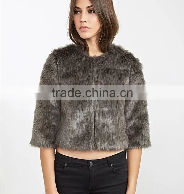 New fashion high quality womens short faux fur coat