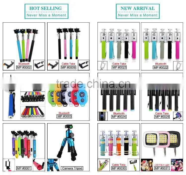 Fashion design bling selfie stick with cable, diamond monopod with OEM colors