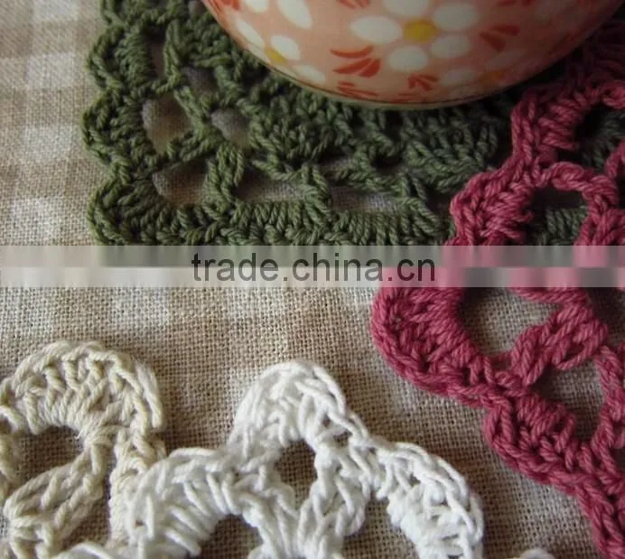Hand crochet cotton sequare lace doilies,DIY accessories decoration cup mat