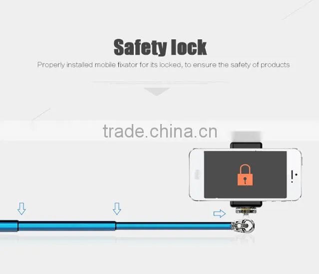 2015 wireless intelligent selfie stick with bluetooth remote shutter