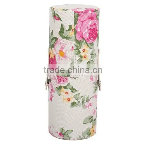 Peony PU Leather Cup Holder Storage Case for Makeup Brushes Tool
