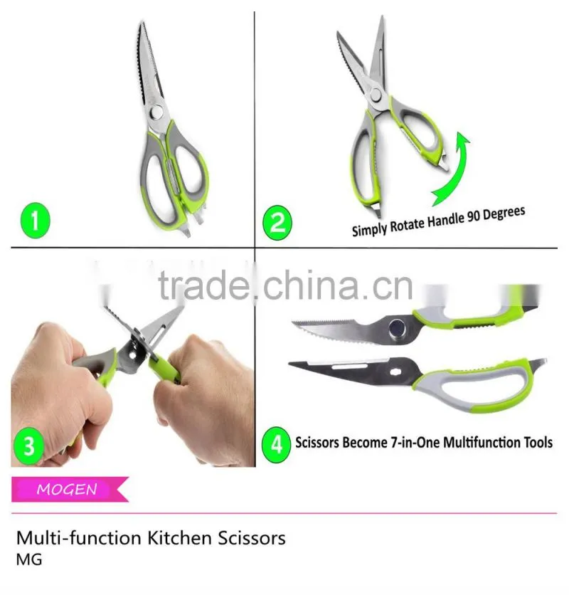Kitchen Shears with Magnetic Holder,Serrated Blade multifunction Scissors