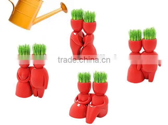 Boy Grass Head Ceramic Porcelain Planter ,Grass Head Ceramic Porcelain Planter ,Grass Head Ceramic Porcelain Planter