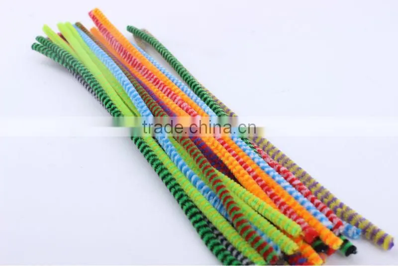 China factory supply DIY crafts 0.6*30cm colorful striped pipe cleaners toys for kids
