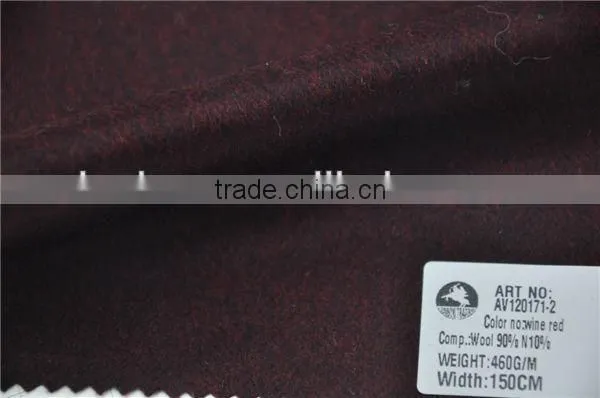 Wholesale super fine woolen wool nylon wine red tweed fabric for winter coats