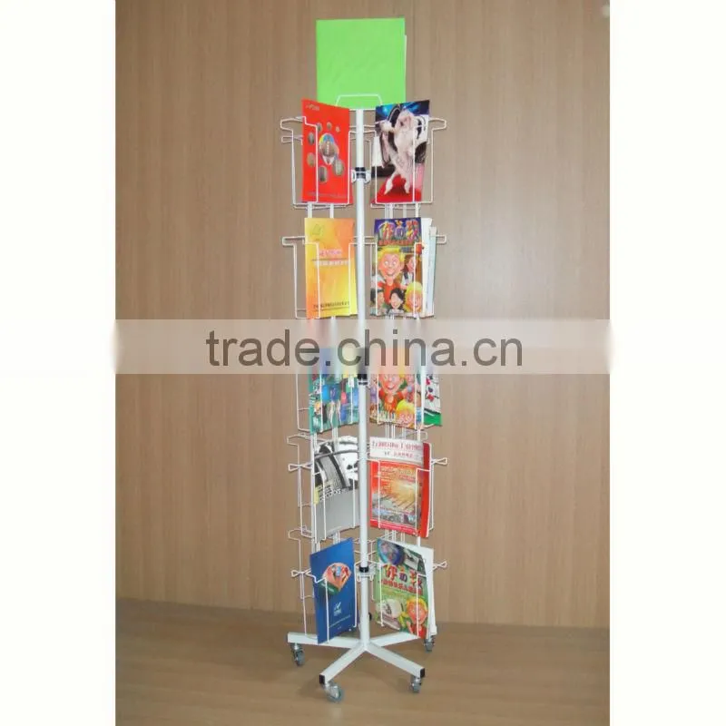 64 pockets floor spinning card display fixture with CE certificate