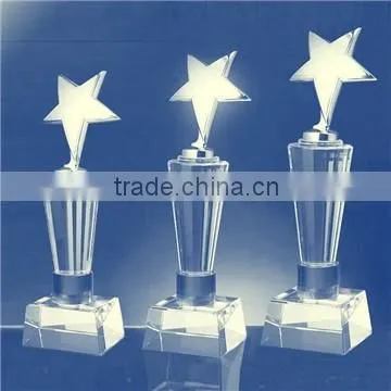 Crystal cup awards trophies hand holder crystal trophies with black base