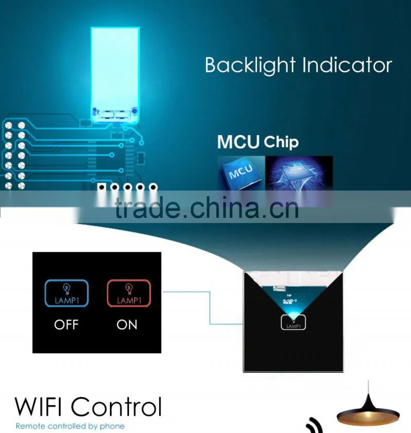 Hot Sale Wallpad White Glass LED Light Phone App Wireless 4 Gang 2/3 Way WIFI Remote and Touch Dimming Dimmer Wall Light Switch