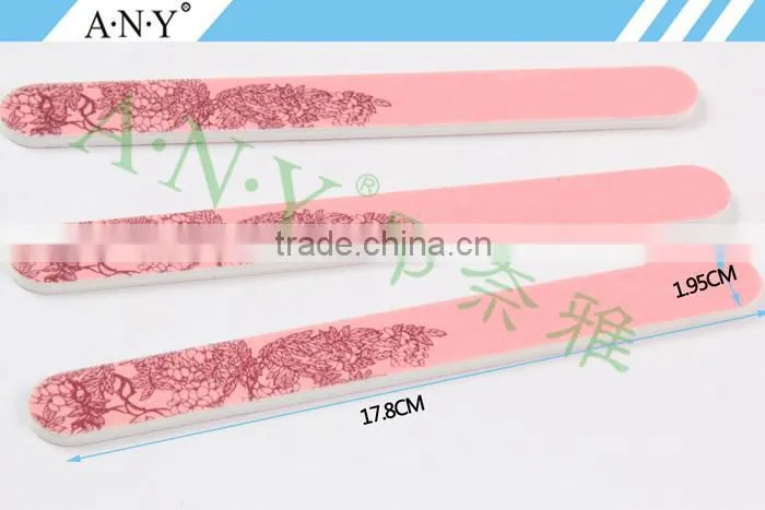 Nail Shape and Polishing Leaves Printing Pink Sandpaper Nail File Customized