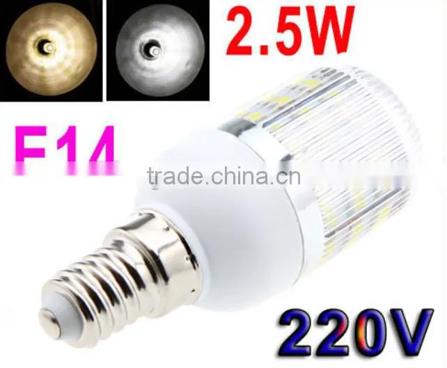 220V/110V E14/E27 2.5W 48 SMD3528 LED Corn Light Bulb Lamp with Cover White/Warm white Led