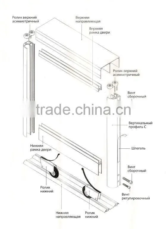 Upper guide rail aluminium profile for sliding door