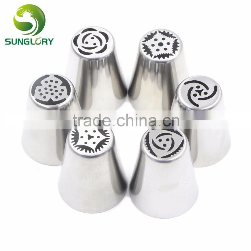 6pcs stainless steel russian tulip nozzles flower icing piping tips pastry tubes set