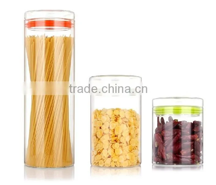 Hot Sale Borosilicate Glass Jar With Plastic Airtight Lid Glass Canister