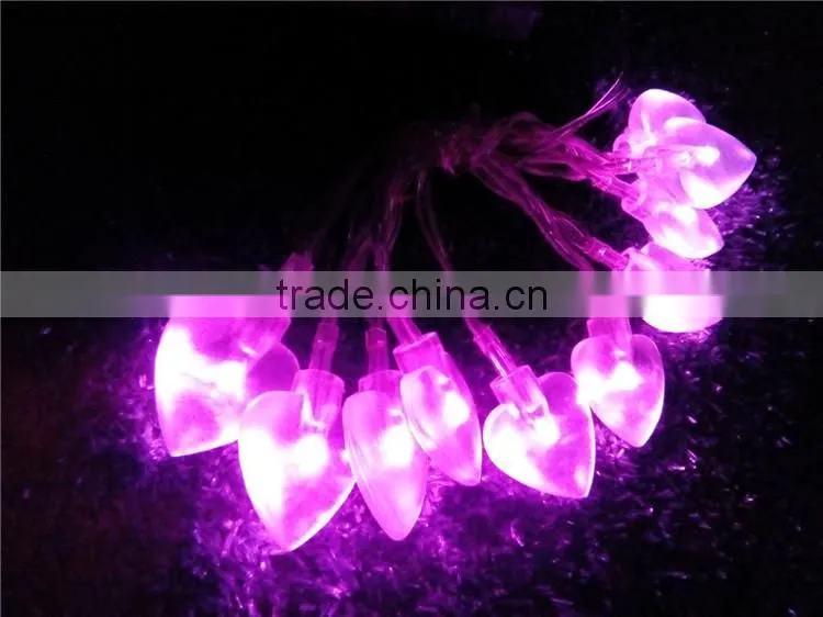 led string light with heart/light christmas led battery light strings