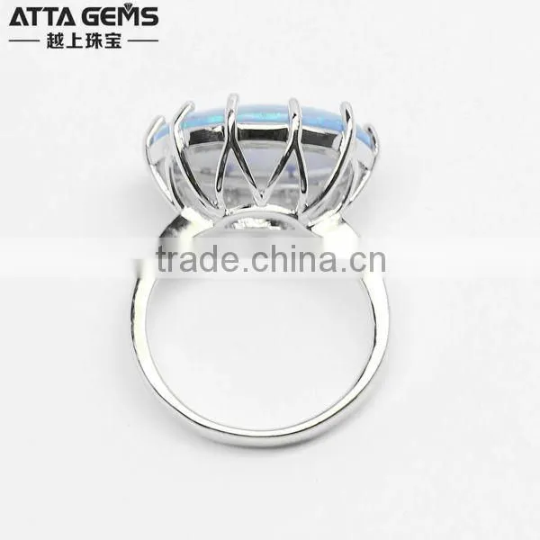 beautiful Synthetic opal gemstones ring 925 silver ring