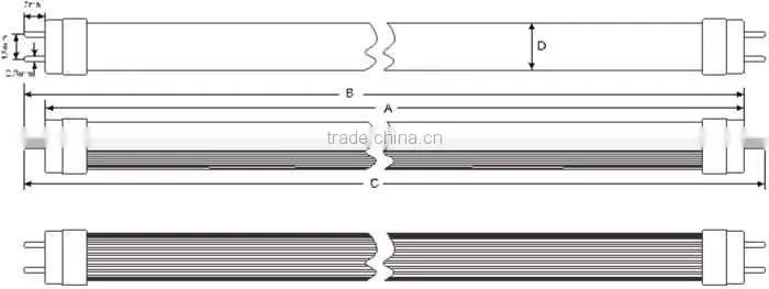 TUV SAA CE approved 3 years warranty High lumen SMD 2835 10w 20w 25w 30w optional 120-130LM/W 10w T8 led tube with Rotatable cap