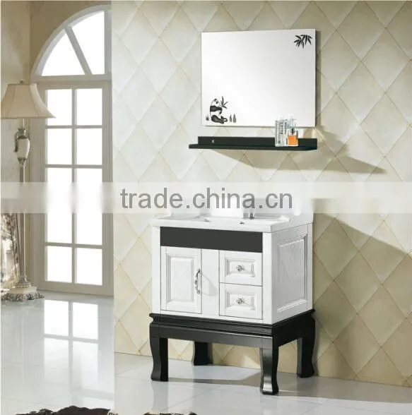 HM-014(ABS)Wall Mounted Rustic Bathroom Cabinet With Basin