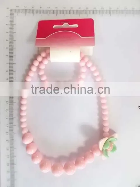 Cute children multicolor beaded necklace bracelet set with flower