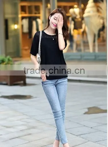 Fashion Women Knitted T-shirt With Breathable