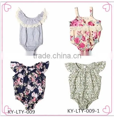 2016 new design baby girls cotton clothing wholesale long sleeve cotton flower print soft boutique cotton stes