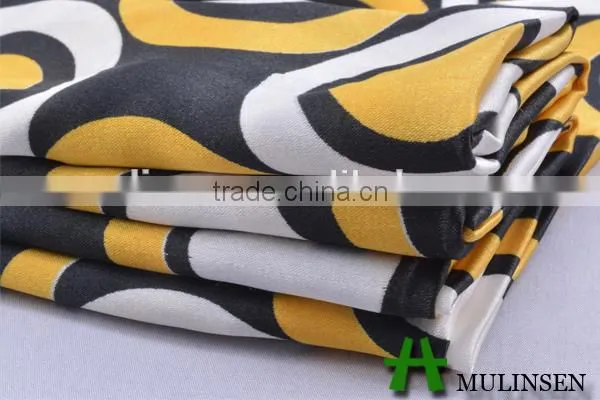 Mulinsen Textile Polyester Spandex Fashion Pattern Printed Twist Satin Fabric